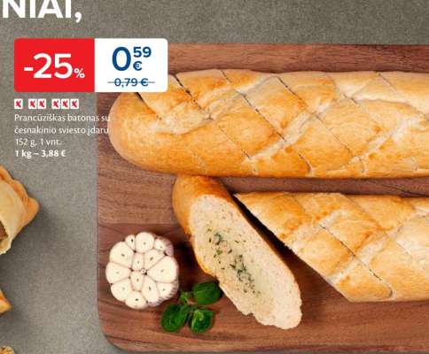 Prancūziškas batonas su česnakinio sviesto įdaru