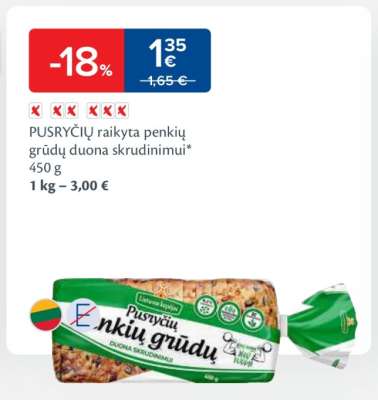 PUSRYČIŲ raikyta penkių grūdų duona skrudinimui