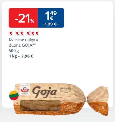 Kvietinė rakyta duona GOJA
