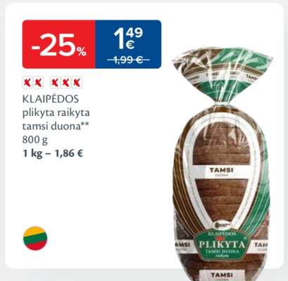 KLAIPĖDOS plikyta raikyta tamsi duona