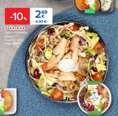 Salotos su kebabų vištiena