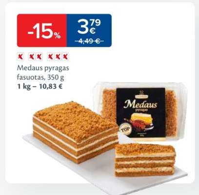 Medaus pyragas fasuotas, 350 g