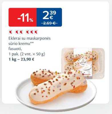 Eklerai su maskarponės sūrio kremu