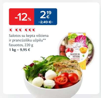 Salotos su kepta vištiena ir prancūzišku užpilu