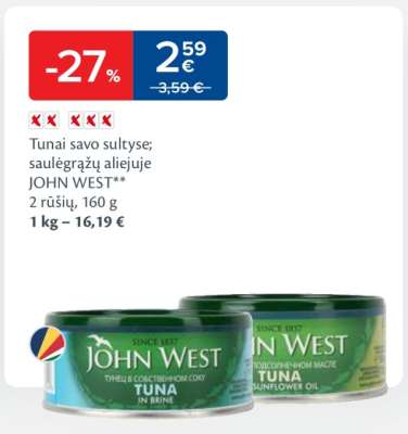 Tunai savo sultyse; saulėgrąžų aliejuje JOHN WEST