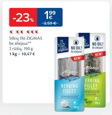 Silkių filė ZIGMAS be aliejaus