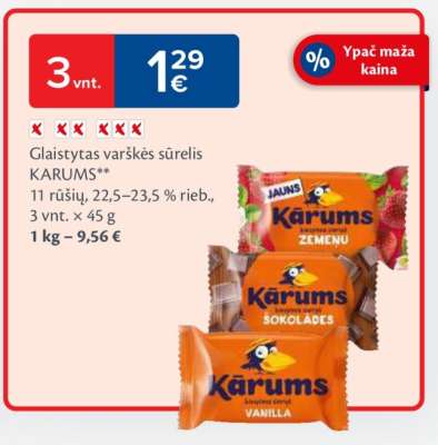 Glaistytas varškės sūrelis KARUMS