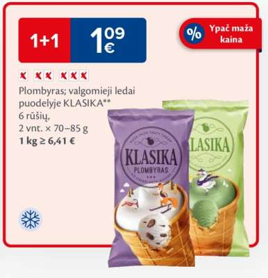 Plombyras; valgomeji ledai puodelyje KLASIKA