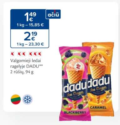 Valgomieji ledai ragelyje DADU