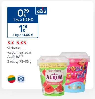 Šerbetas; valgomeji ledai AURUM