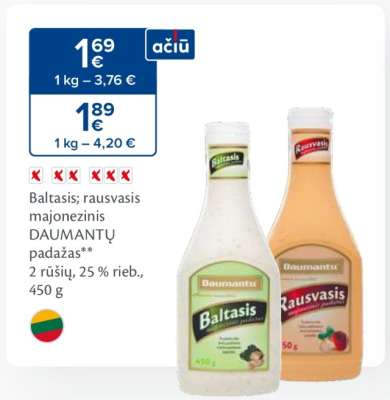 Baltasis; rausvasis majonezinis DAUMANTŲ padažas