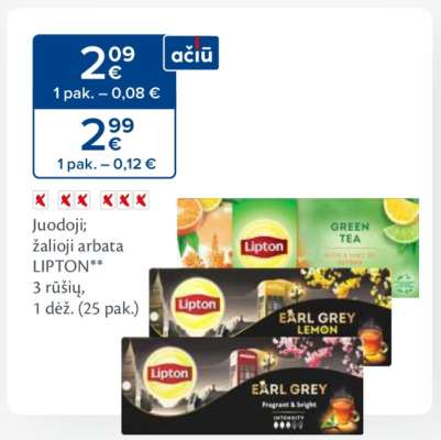 Juodoji; žalioji arbata LIPTON