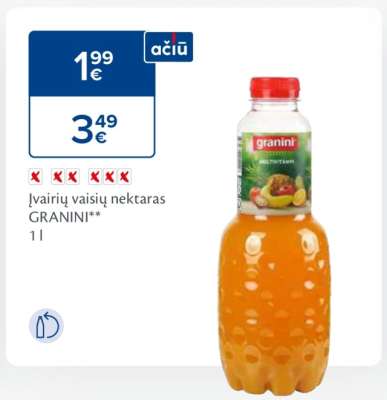 Įvairių vaisių nektaras GRANINI