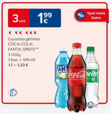 Gazuotas gėrimas COCA COLA; FANTA; SPRITE