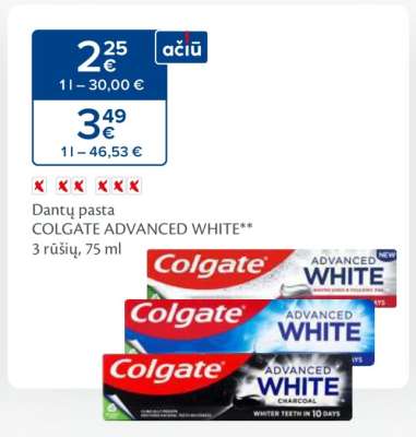 Dantų pasta COLGATE ADVANCED WHITE