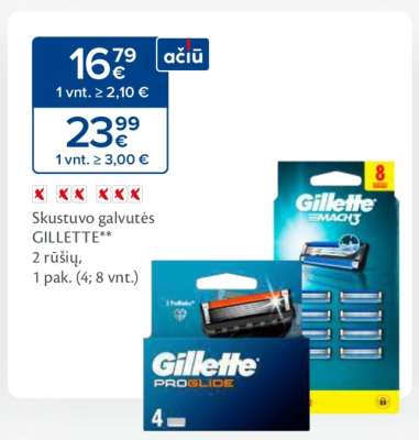 Skustuvo galvutės GILLETTE
