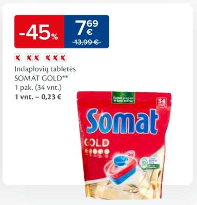 Indaplovių tabletės SOMAT GOLD