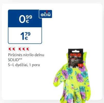 Pirštinės nitrilo delnu SOLID
