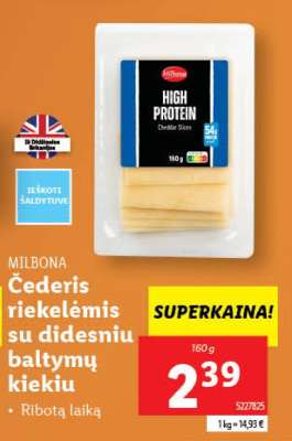 Čederis riekelėmis su didesniu baltymų kiekiu