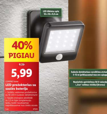 LED prožektorius su saulės baterija