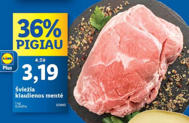 Šviežia kiaulienos mentė