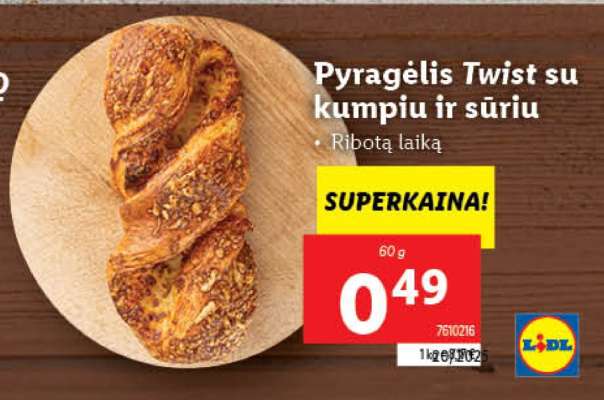 Pyragėlis Twist su kumpiu ir sūriu
