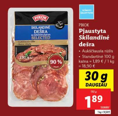 Pjaustyta Skilandinė dešra