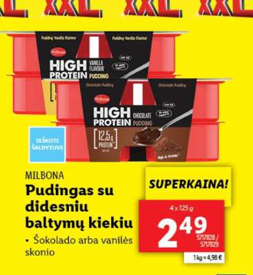 Pudingas su didesniu baltymų kiekiu