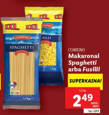 Makaronai Spaghetti arba Fusilli