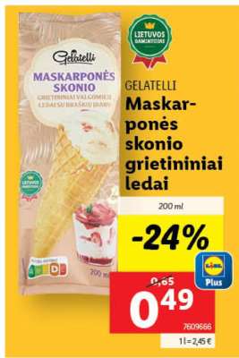Maskarponės skonio grietininiai ledai