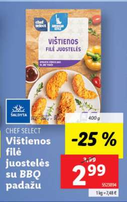 Vištienos filė juostelės su BBQ padažu