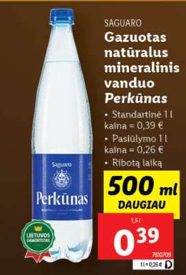 Gazzuotas natūralus mineralinis vanduo Perkūnas
