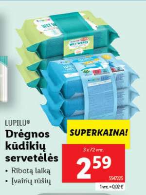 Drėgnos kūdikių servetėlės