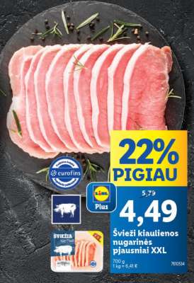 Švieži kiaulienos nugarinės pjausniai XXL