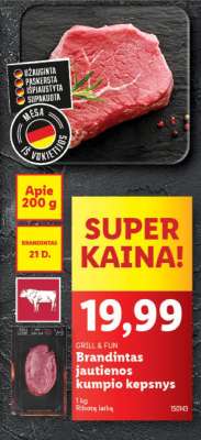 Brandintas jautienos kumpio kepsnys