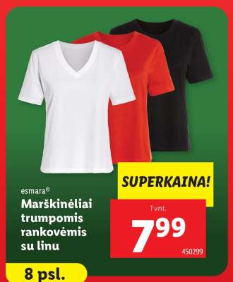 Marškinėliai trumpomis rankovėmis su linu