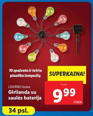 Girlianda su saulės baterija
