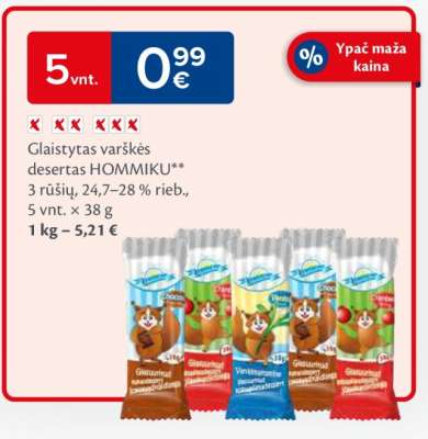 Glaistytas varškės desertas HOMMIKU