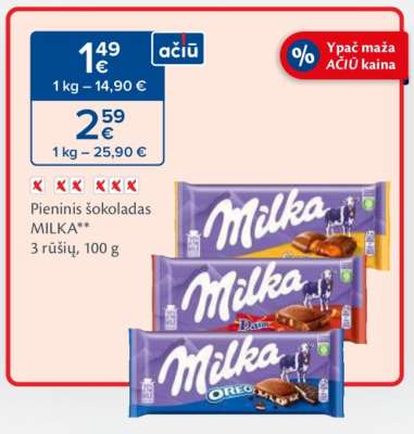 Pieninis šokoladas MILKA