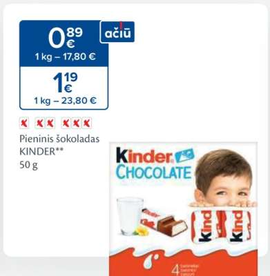 Pieninis šokoladas KINDER